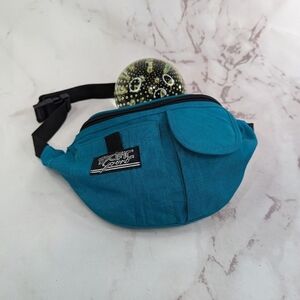 Vintage Fanny Pack Blue Shoulder Bag Nylon Ripstop Festival Travel 80s 90s